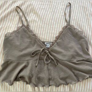 Garage Tan Lace Trim Top